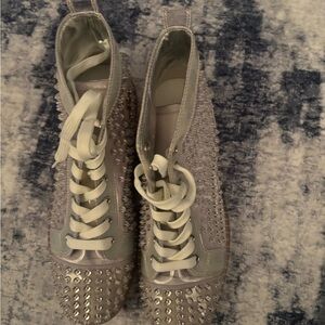 Christian Louboutin Silver Studded Sneakers
